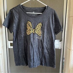 DISNEY LEOPARD PRINT MINNIE MOUSE BOW T SHIRT